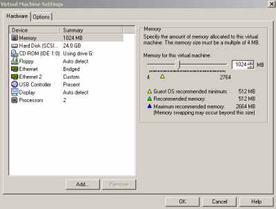 TMG VM Settings