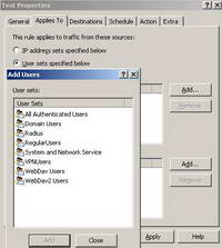 Bandwidth Splitter Shaping Rule "Applies to User Sets " Field