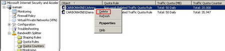 Figure50: Bandwidth Splitter Manually Delete a Traffic Counter