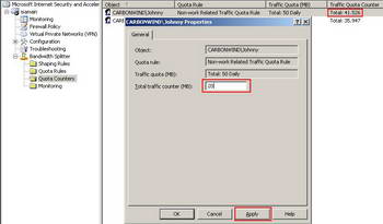 Bandwidth Splitter Manually Modify a Traffic Counter