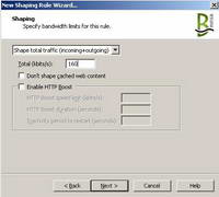 Bandwidth Splitter Shaping Rule Specify the Bandwidth Limits