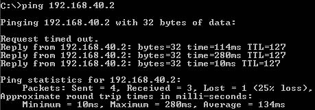 A connectivity test from ISA 2006 to 192.168.40.2