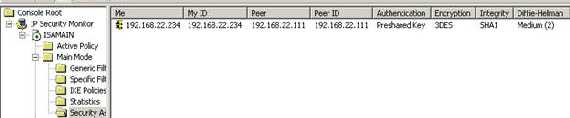 IKE Main Mode SA on ISA 2006