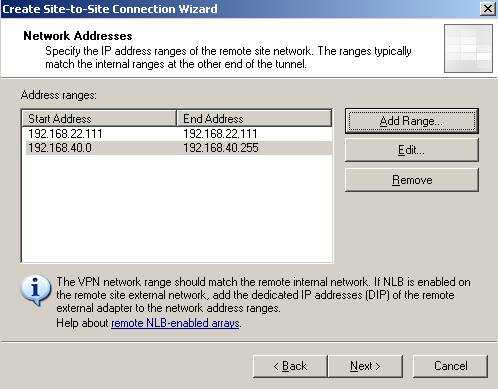 Remote network address ranges