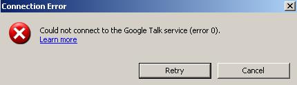 Google Talk Connection Error