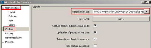 Wireshark Capture Preferences