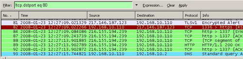 Wireshark "!tcp.dstport eq 80" Filter