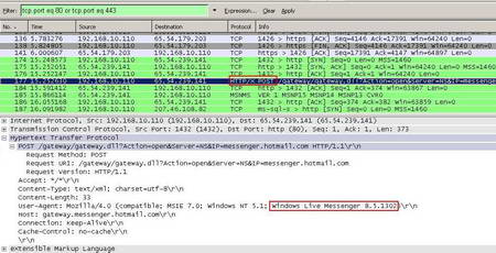 Wireshark Capture Windows Live Messenger Allowed