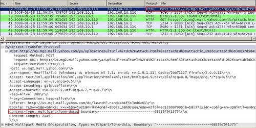 Wireshark The Upload of a File Yahoo Mail