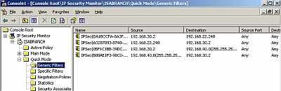 IP Security Monitor Quick Mode Generic Filters