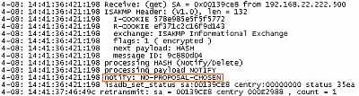 ISA - > Cisco 3640 Router Oakley.log: NO-PROPOSAL-CHOSEN