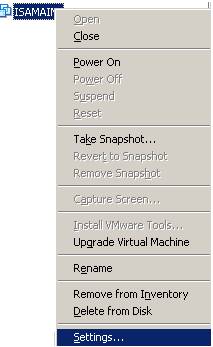 Accessing ISAMain VM’s Settings