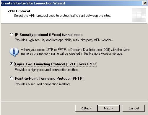 Choosing L2TP/IPsec