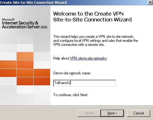 The site-to-site VPN connection from ISAB to ISAC