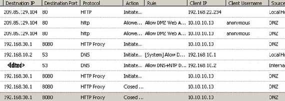 ISA Web proxy server logs