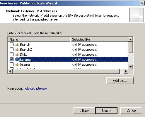 ISA listen on its External Network