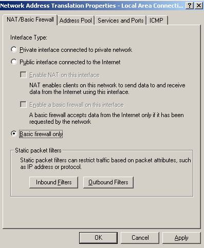 RRAS Basic Firewall