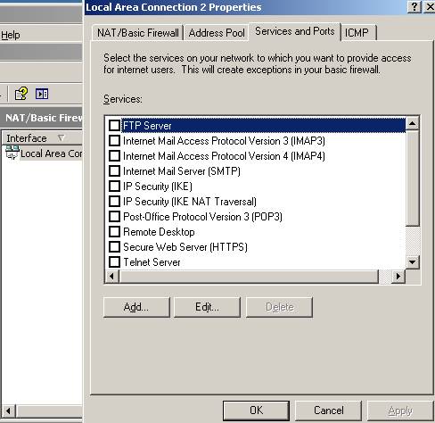 Services and Port on Local Area Connection