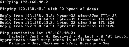 Ping from 192.168.10.2 to 192.168.40.2