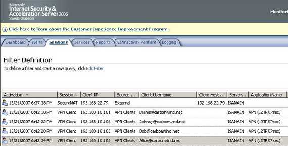 ISA Monitoring Sessions L2TP Certs