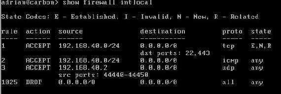 Vyatta show firewall intlocal