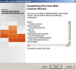 Completing the New Web Listener Wizard
