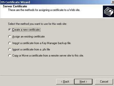 Create a new certificate