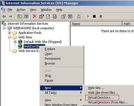 IIS New Virtual Directory