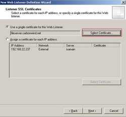 Listener SSL Certificate