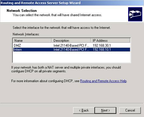 RRAS DNS and DHCP setting