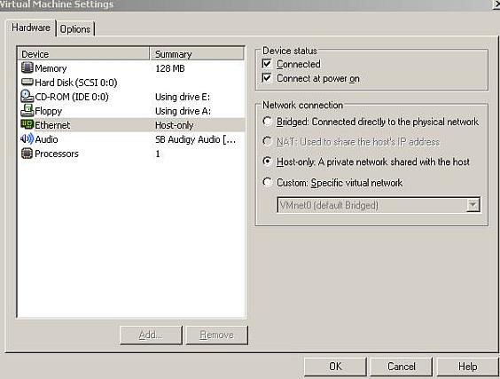 VMware VM Network Connection