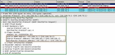 Cisco's DMVPN: Spoke2's NHRP Resolution Request to Hub for Spoke1's Physical Address