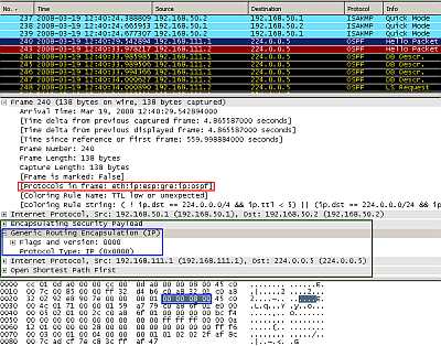 Point-to-Point GRE Tunnel Protected by IPsec ESP In Transport Mode: OSPF traffic