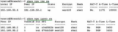 Vyatta Branch2 GRE/IPsec: VPN Info