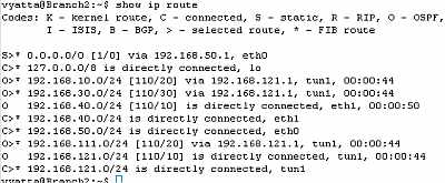 Vyatta Branch2 IPIP Tunnels: Routing Table