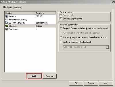 Vyatta ISP VM Settings: Add Hardware