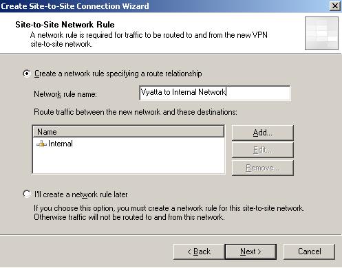 ISA Network Rule